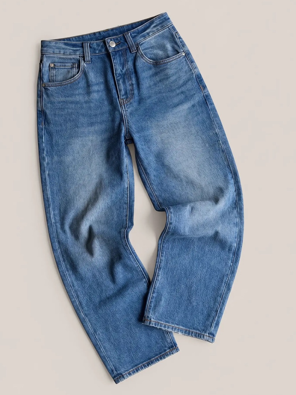 NEW Quince Bella Stretch Barrel Jeans Atlantic Blue Size 24